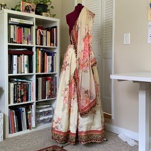 Lehenga. Cream with pink flowers. Made in India. Never worn.